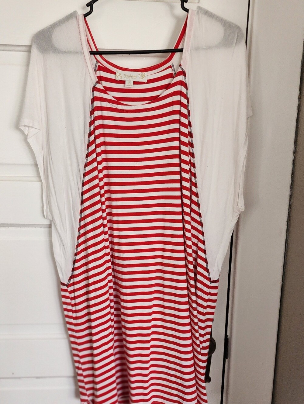 Womens Red and White Striped Tunic